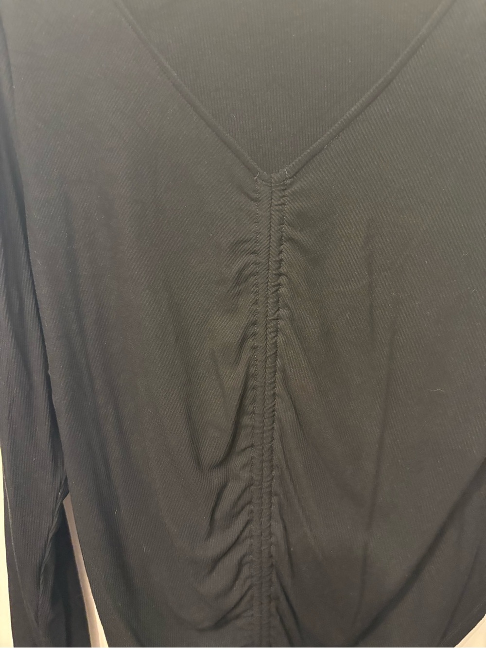 Black V-Neck Long-Sleeve Ruched Drawstring Top - Picture 3 of 5